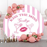 Lofaris Pink Stripe Kiss The Miss Round Bridal Shower Backdrop